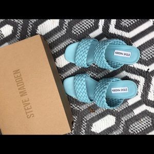 Steve Madden Block Heel.Easy slip on. Braided straps.2.75” approx heel